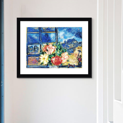 INVIN ART Framed Canvas Giclee Print Art Flower#13 by Marc Chagall Wall Art Living Room Home Office Decorations