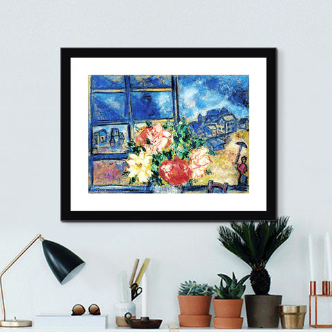 INVIN ART Framed Canvas Giclee Print Art Flower#13 by Marc Chagall Wall Art Living Room Home Office Decorations