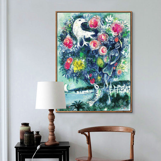 INVIN ART Framed Canvas Giclee Print Art Flower#12 by Marc Chagall Wall Art Living Room Home Office Decorations