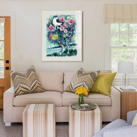 INVIN ART Mental Framed Canvas Giclee Print Art Flower 12 by Marc Chagall Wall Art Living Room Home Office Decorations