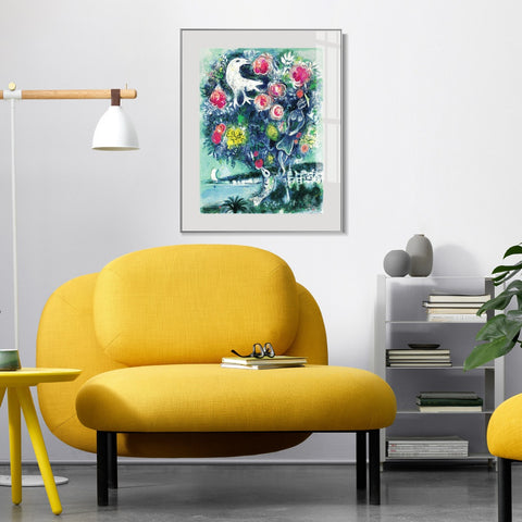 INVIN ART Mental Framed Canvas Giclee Print Art Flower 12 by Marc Chagall Wall Art Living Room Home Office Decorations