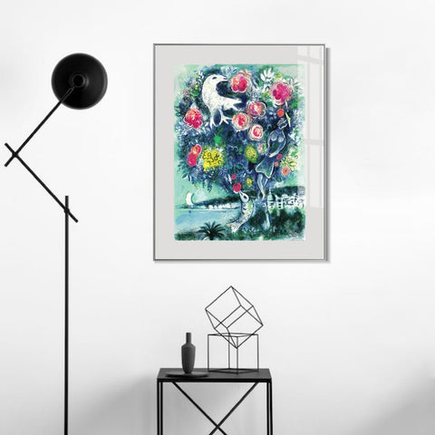 INVIN ART Mental Framed Canvas Giclee Print Art Flower 12 by Marc Chagall Wall Art Living Room Home Office Decorations