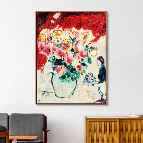 INVIN ART Framed Canvas Giclee Print Art Flower#10 by Marc Chagall Wall Art Living Room Home Office Decorations