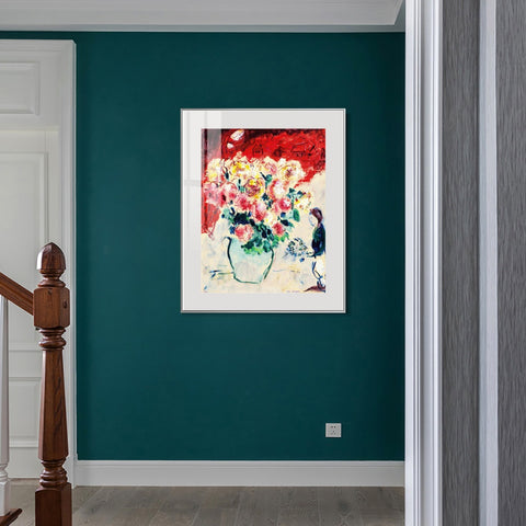 INVIN ART Mental Framed Canvas Giclee Print Art Flower 10 by Marc Chagall Wall Art Living Room Home Office Decorations
