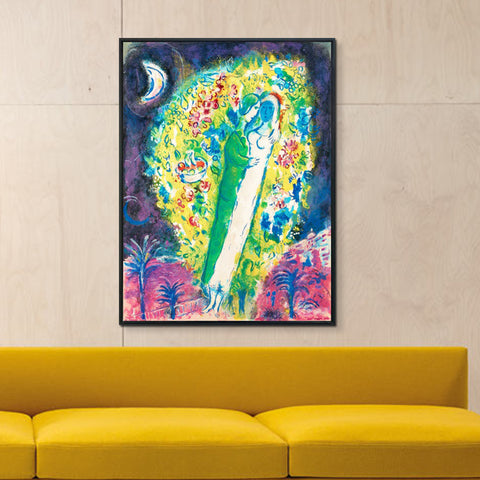 INVIN ART Framed Canvas Giclee Print Art Hug in Flower by Marc Chagall Wall Art Living Room Home Office Decorations