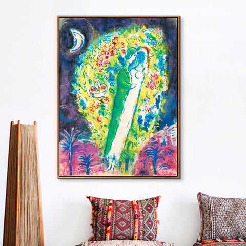 INVIN ART Framed Canvas Giclee Print Art Hug in Flower by Marc Chagall Wall Art Living Room Home Office Decorations