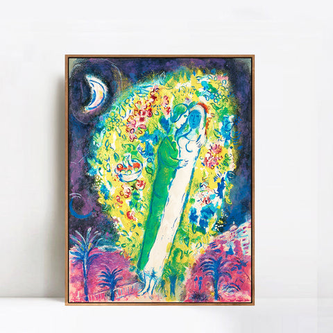 INVIN ART Framed Canvas Giclee Print Art Hug in Flower by Marc Chagall Wall Art Living Room Home Office Decorations