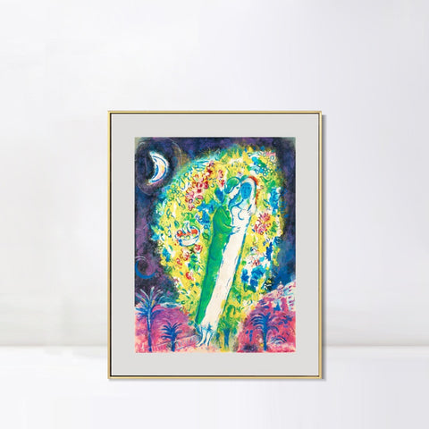 INVIN ART Mental Framed Canvas Giclee Print Art Hug in flower by Marc Chagall Wall Art Living Room Home Office Decorations