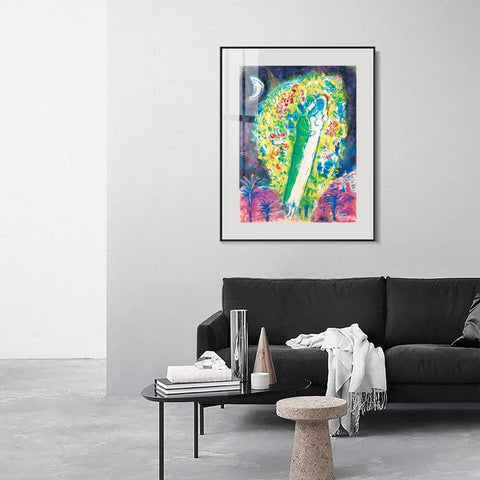 INVIN ART Mental Framed Canvas Giclee Print Art Hug in flower by Marc Chagall Wall Art Living Room Home Office Decorations