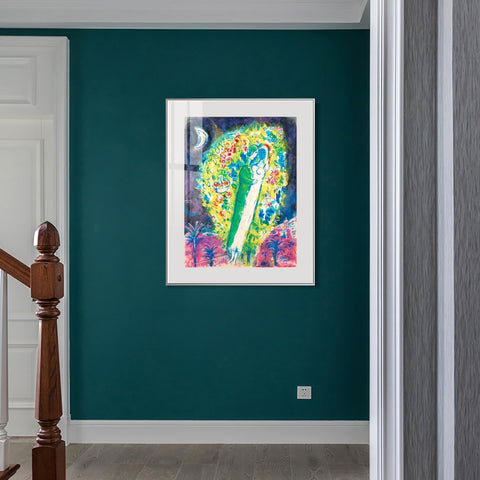 INVIN ART Mental Framed Canvas Giclee Print Art Hug in flower by Marc Chagall Wall Art Living Room Home Office Decorations