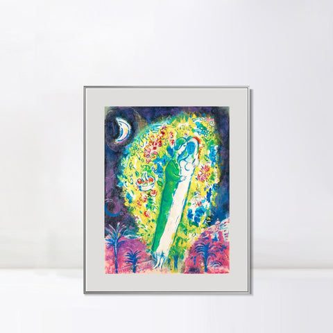 INVIN ART Mental Framed Canvas Giclee Print Art Hug in flower by Marc Chagall Wall Art Living Room Home Office Decorations