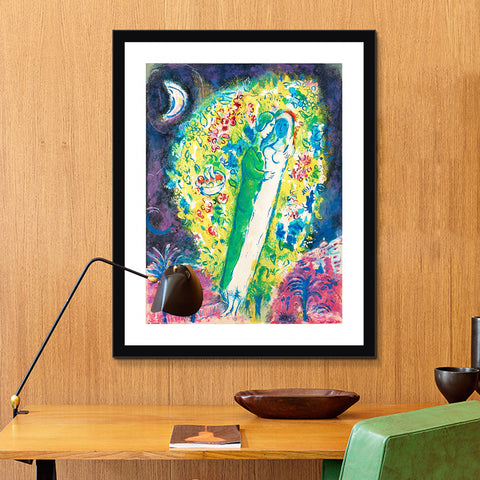 INVIN ART Framed Canvas Giclee Print Art Hug in Flower by Marc Chagall Wall Art Living Room Home Office Decorations
