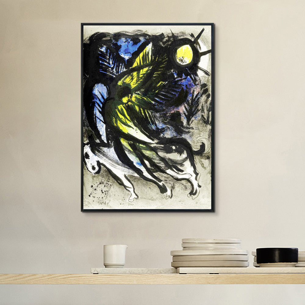INVIN ART Framed Canvas Giclee Print Art L'ANGE SURVOLANT LA FOR?T D'EDEN by Marc Chagall Wall Art Living Room Home Office Decorations