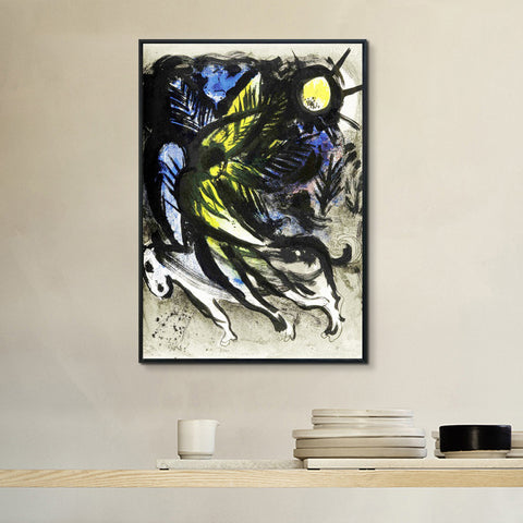 INVIN ART Framed Canvas Giclee Print Art L'ANGE SURVOLANT LA FOR?T D'EDEN by Marc Chagall Wall Art Living Room Home Office Decorations