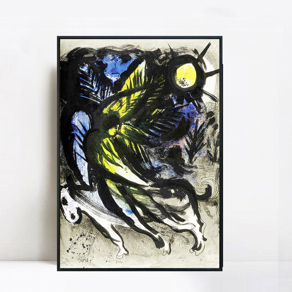 INVIN ART Framed Canvas Giclee Print Art L'ANGE SURVOLANT LA FOR?T D'EDEN by Marc Chagall Wall Art Living Room Home Office Decorations