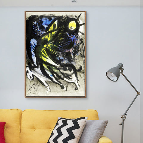 INVIN ART Framed Canvas Giclee Print Art L'ANGE SURVOLANT LA FOR?T D'EDEN by Marc Chagall Wall Art Living Room Home Office Decorations