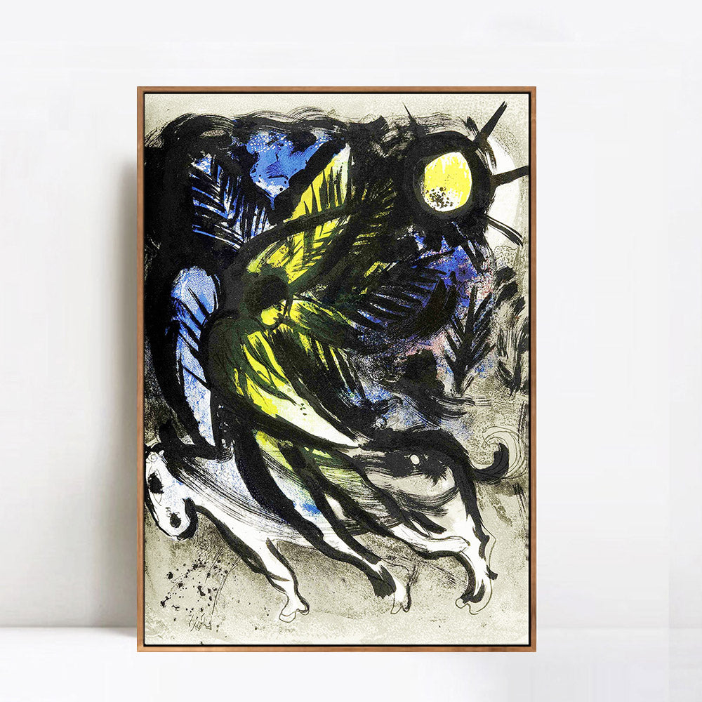 INVIN ART Framed Canvas Giclee Print Art L'ANGE SURVOLANT LA FOR?T D'EDEN by Marc Chagall Wall Art Living Room Home Office Decorations