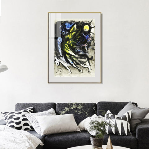 INVIN ART Mental Framed Canvas Giclee Print Art L'ANGE SURVOLANT LA FOR?T D'EDEN by Marc Chagall Wall Art Living Room Home Office Decorations