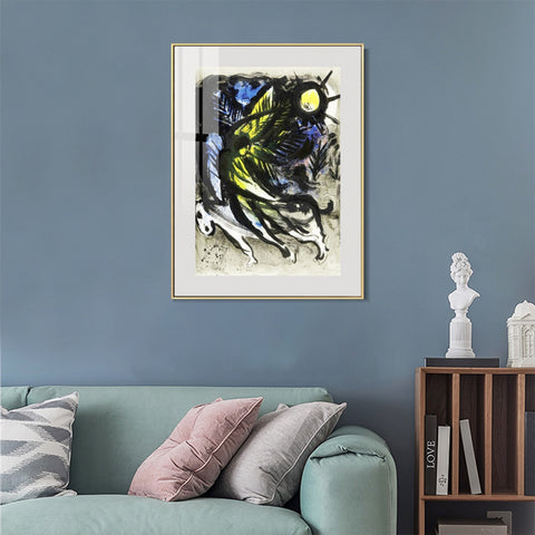 INVIN ART Mental Framed Canvas Giclee Print Art L'ANGE SURVOLANT LA FOR?T D'EDEN by Marc Chagall Wall Art Living Room Home Office Decorations