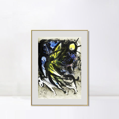 INVIN ART Mental Framed Canvas Giclee Print Art L'ANGE SURVOLANT LA FOR?T D'EDEN by Marc Chagall Wall Art Living Room Home Office Decorations