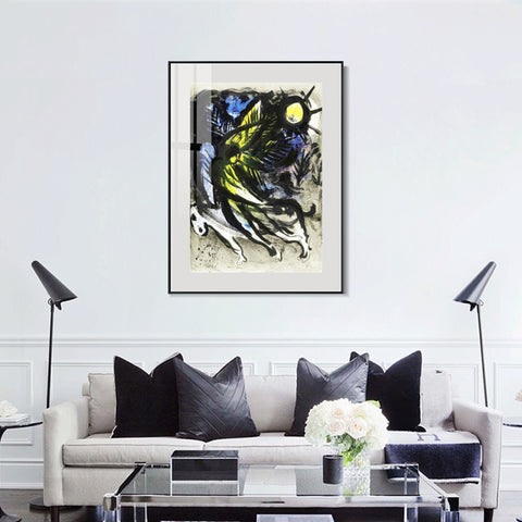 INVIN ART Mental Framed Canvas Giclee Print Art L'ANGE SURVOLANT LA FOR?T D'EDEN by Marc Chagall Wall Art Living Room Home Office Decorations
