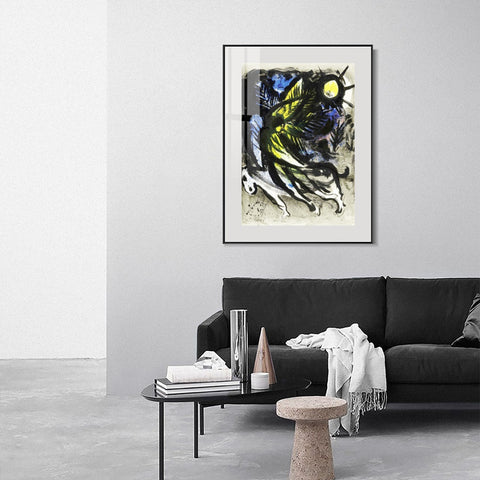 INVIN ART Mental Framed Canvas Giclee Print Art L'ANGE SURVOLANT LA FOR?T D'EDEN by Marc Chagall Wall Art Living Room Home Office Decorations