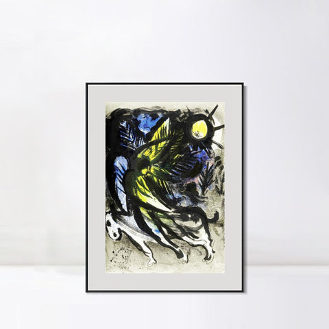 INVIN ART Mental Framed Canvas Giclee Print Art L'ANGE SURVOLANT LA FOR?T D'EDEN by Marc Chagall Wall Art Living Room Home Office Decorations