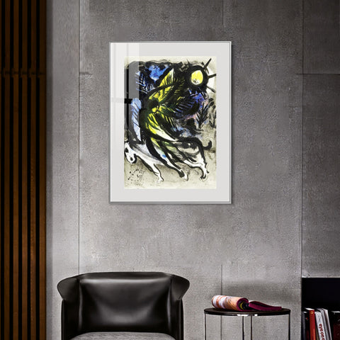 INVIN ART Mental Framed Canvas Giclee Print Art L'ANGE SURVOLANT LA FOR?T D'EDEN by Marc Chagall Wall Art Living Room Home Office Decorations