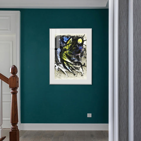 INVIN ART Mental Framed Canvas Giclee Print Art L'ANGE SURVOLANT LA FOR?T D'EDEN by Marc Chagall Wall Art Living Room Home Office Decorations