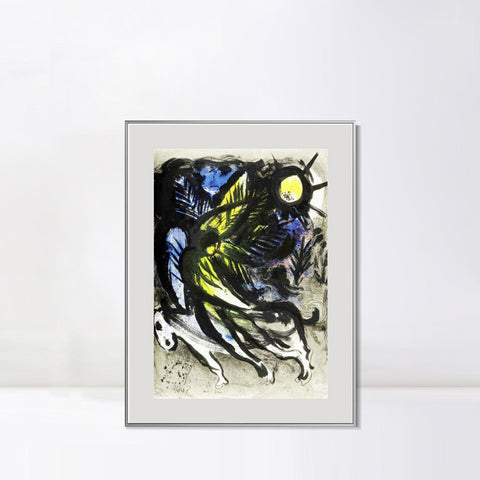 INVIN ART Mental Framed Canvas Giclee Print Art L'ANGE SURVOLANT LA FOR?T D'EDEN by Marc Chagall Wall Art Living Room Home Office Decorations