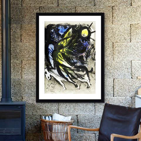 INVIN ART Framed Canvas Giclee Print Art L'ANGE SURVOLANT LA FOR?T D'EDEN by Marc Chagall Wall Art Living Room Home Office Decorations