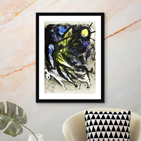 INVIN ART Framed Canvas Giclee Print Art L'ANGE SURVOLANT LA FOR?T D'EDEN by Marc Chagall Wall Art Living Room Home Office Decorations