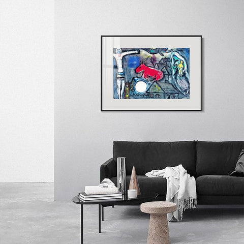 INVIN ART Mental Framed Canvas Giclee Print Art Moon 2 by Marc Chagall Wall Art Living Room Home Office Decorations