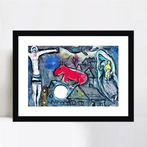 INVIN ART Framed Canvas Giclee Print Art Moon#2 by Marc Chagall Wall Art Living Room Home Office Decorations
