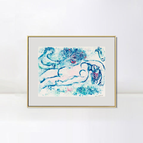 INVIN ART Mental Framed Canvas Giclee Print Art Naked man by Marc Chagall Wall Art Living Room Home Office Decorations