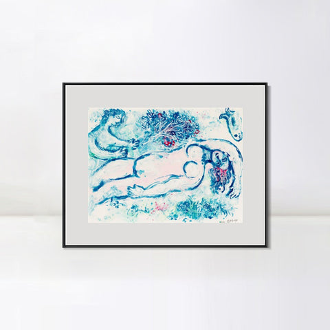 INVIN ART Mental Framed Canvas Giclee Print Art Naked man by Marc Chagall Wall Art Living Room Home Office Decorations