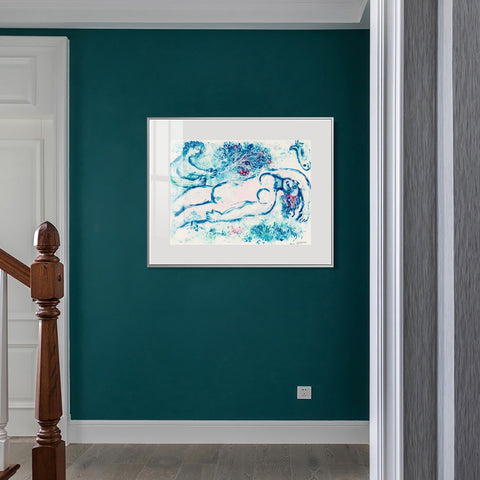 INVIN ART Mental Framed Canvas Giclee Print Art Naked man by Marc Chagall Wall Art Living Room Home Office Decorations