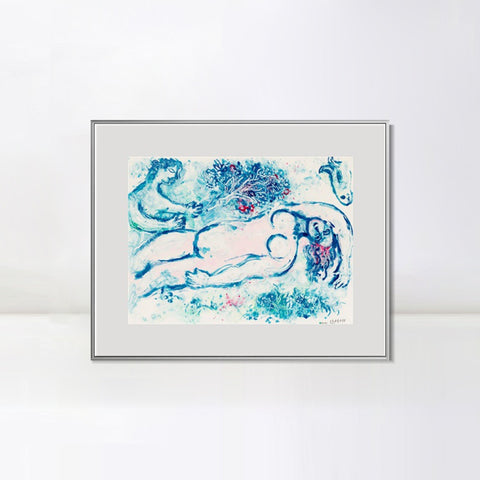 INVIN ART Mental Framed Canvas Giclee Print Art Naked man by Marc Chagall Wall Art Living Room Home Office Decorations