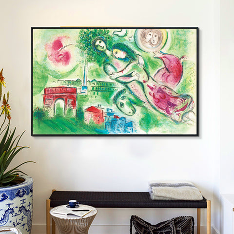 INVIN ART Framed Canvas Giclee Print Art Romeo and Juliette by Marc Chagall Wall Art Living Room Home Office Decorations