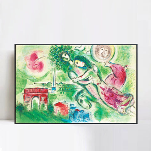 INVIN ART Framed Canvas Giclee Print Art Romeo and Juliette by Marc Chagall Wall Art Living Room Home Office Decorations