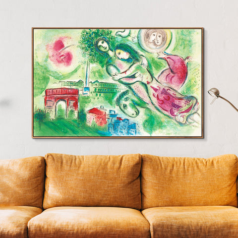 INVIN ART Framed Canvas Giclee Print Art Romeo and Juliette by Marc Chagall Wall Art Living Room Home Office Decorations
