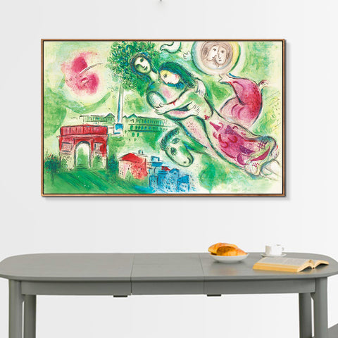 INVIN ART Framed Canvas Giclee Print Art Romeo and Juliette by Marc Chagall Wall Art Living Room Home Office Decorations