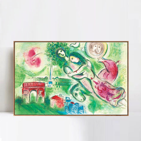 INVIN ART Framed Canvas Giclee Print Art Romeo and Juliette by Marc Chagall Wall Art Living Room Home Office Decorations