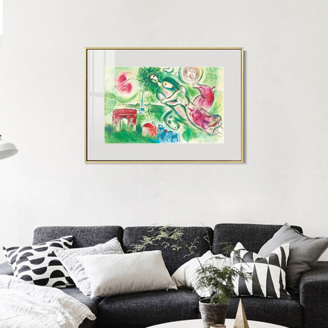 INVIN ART Mental Framed Canvas Giclee Print Art Romeo and juliette by Marc Chagall Wall Art Living Room Home Office Decorations