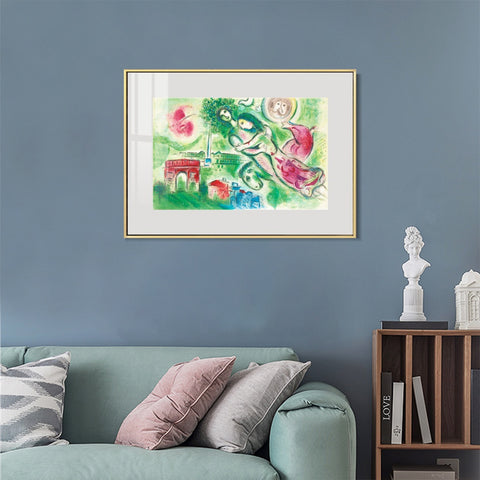 INVIN ART Mental Framed Canvas Giclee Print Art Romeo and juliette by Marc Chagall Wall Art Living Room Home Office Decorations