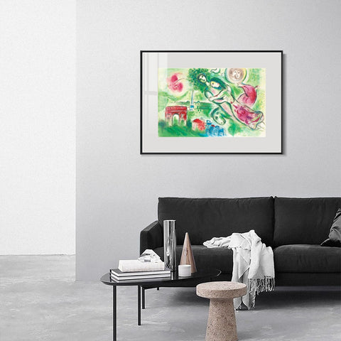 INVIN ART Mental Framed Canvas Giclee Print Art Romeo and juliette by Marc Chagall Wall Art Living Room Home Office Decorations