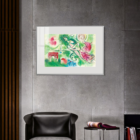 INVIN ART Mental Framed Canvas Giclee Print Art Romeo and juliette by Marc Chagall Wall Art Living Room Home Office Decorations