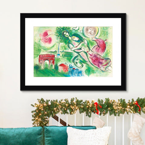 INVIN ART Framed Canvas Giclee Print Art Romeo and Juliette by Marc Chagall Wall Art Living Room Home Office Decorations