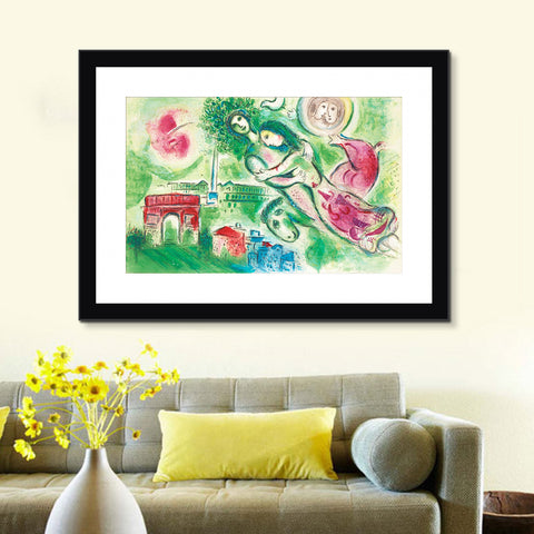 INVIN ART Framed Canvas Giclee Print Art Romeo and Juliette by Marc Chagall Wall Art Living Room Home Office Decorations
