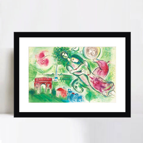 INVIN ART Framed Canvas Giclee Print Art Romeo and Juliette by Marc Chagall Wall Art Living Room Home Office Decorations